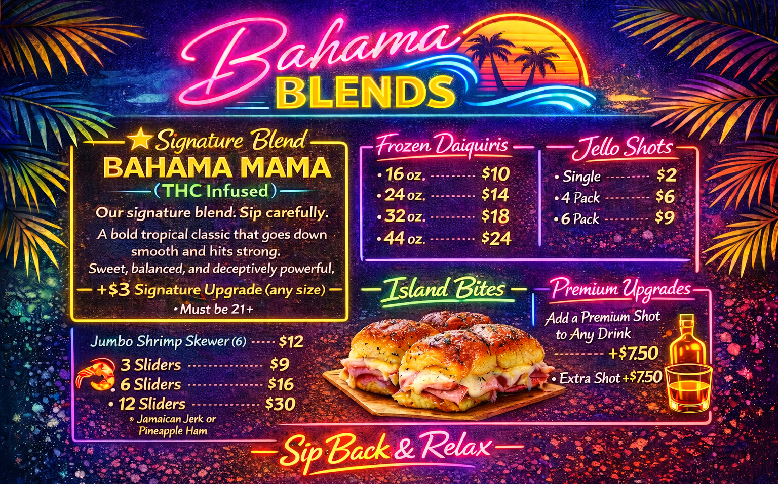 Bahama Blends menu